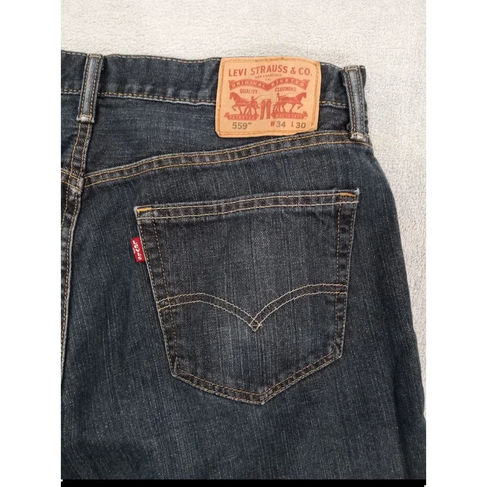 Mens Levi's 559 Dark Wash Denim Blue Jeans Red Tab 34x30